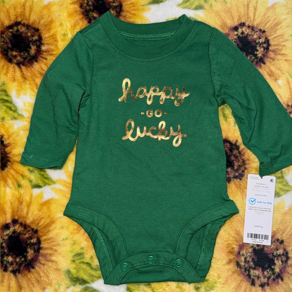 Carter's Newborn Onesie “happy go lucky”